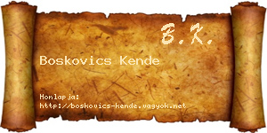 Boskovics Kende névjegykártya